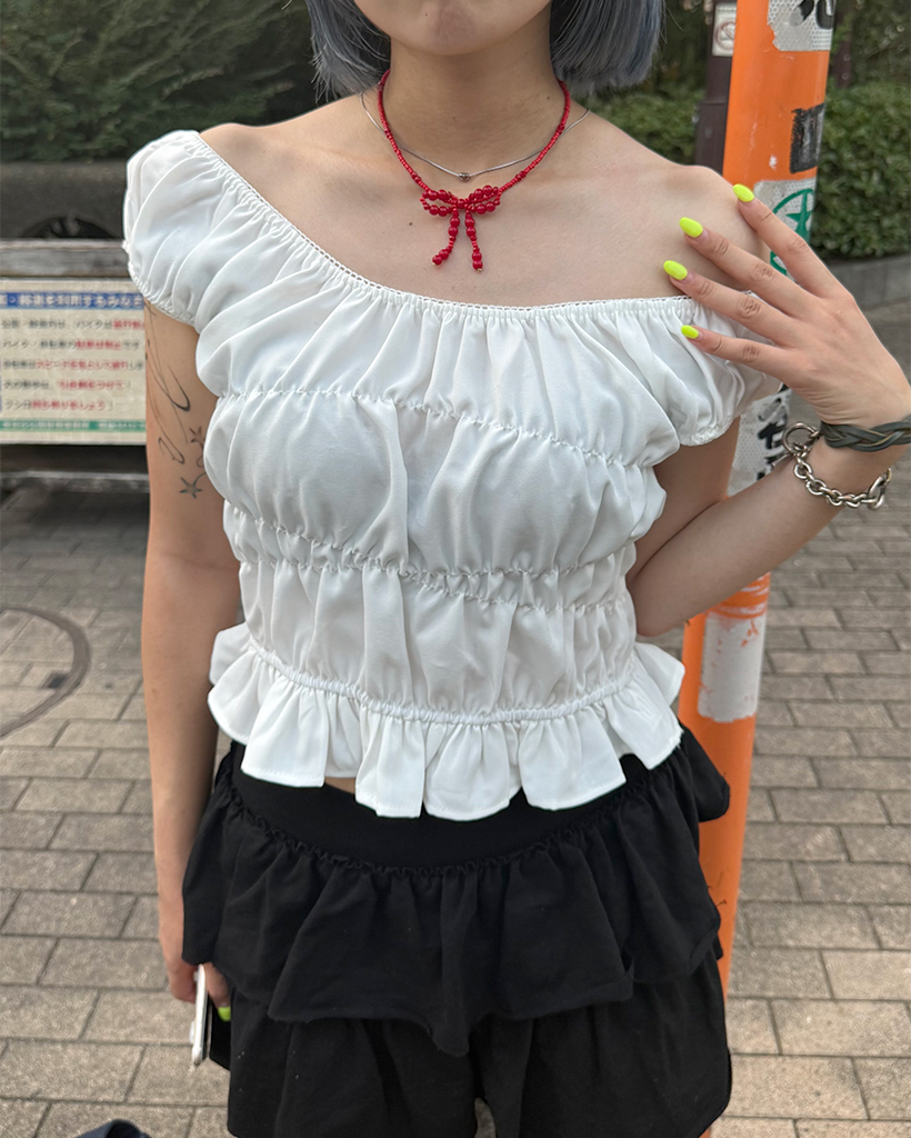レッドリボンビーズネックレス | ファッション通販サイト NUGU