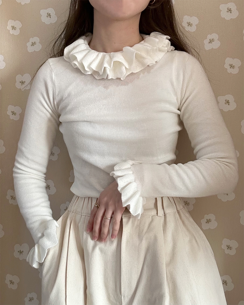 MSGM ショルダーネックフリルトップス ストレッチ40
