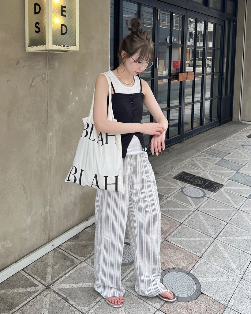 AMOMENTO /ストライプ　パターン　バンディング　パンツ AMOMENTO /ストライプ パターン バンディング パンツ