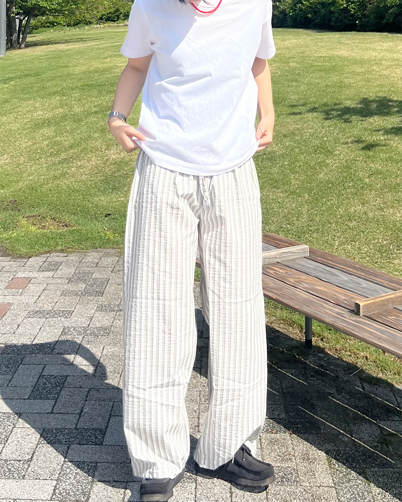 ユニセックス)ストライプワイドパンツ | ファッション通販サイト