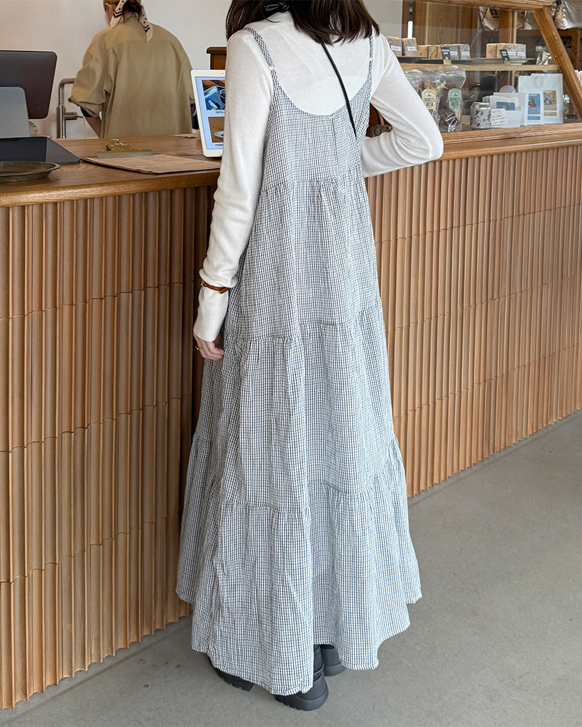 チェックキャミロングワンピース | ファッション通販サイト NUGU