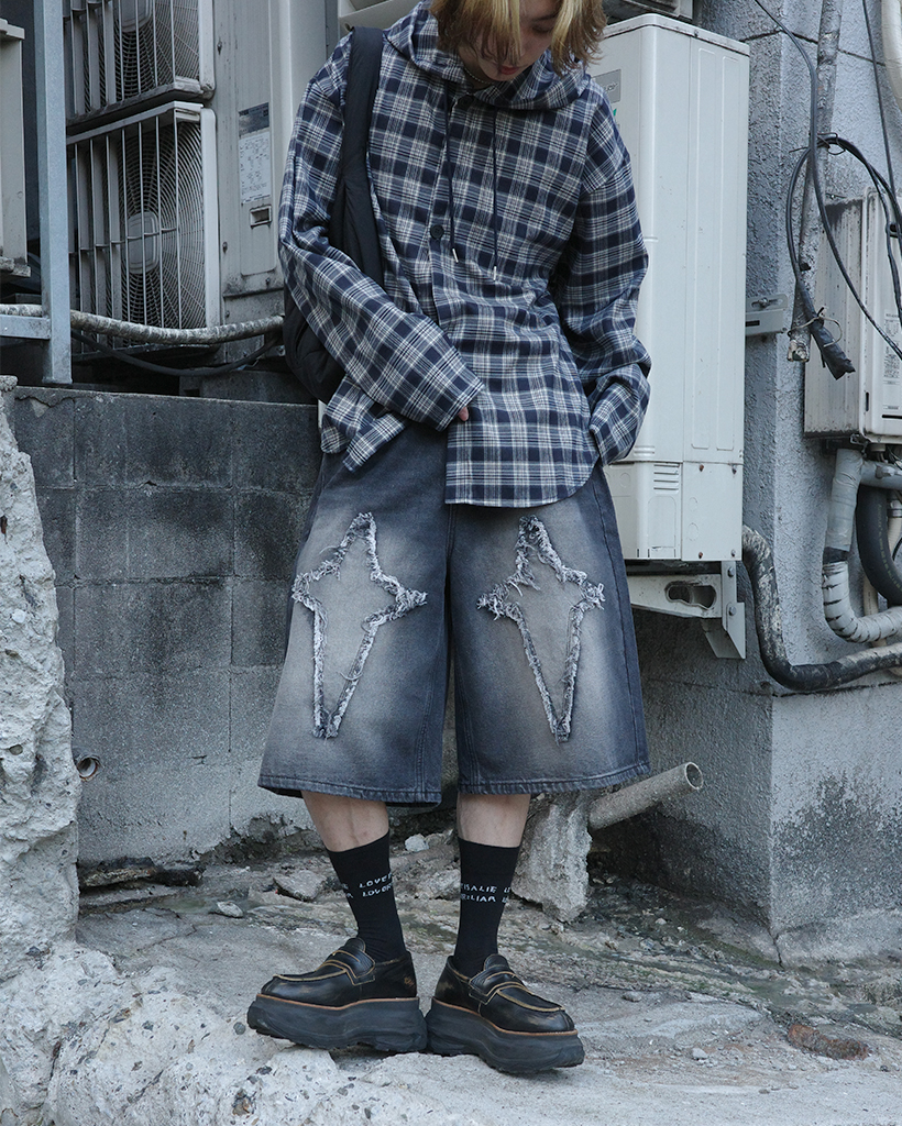 パッチウォシュトバミューダデニムパンツ | ファッション通販