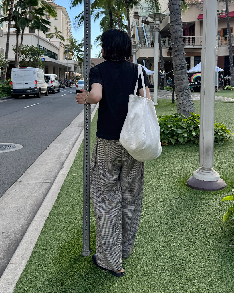 ユニセックス)ハウンズトゥースチェック ワイドパンツ