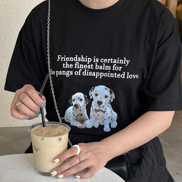 半袖 Tシャツ ダルメシアン オーバーサイズ 半袖Tシャツ 半T 犬 Tシャツ・ギフトTシャツ 「ダルメシアン What's up?」Tシャツ