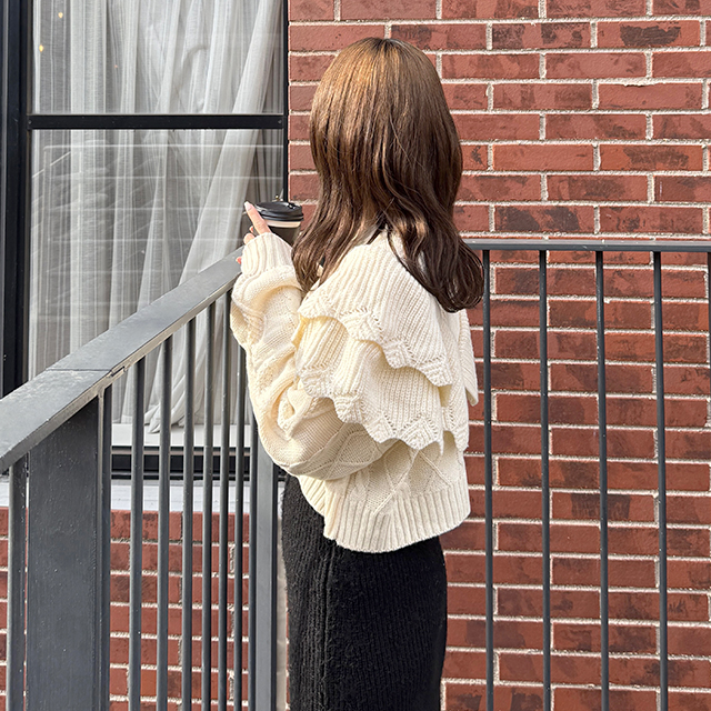 BEST 50]ダブルラッフルニットカーディガン | ファッション通販サイト NUGU