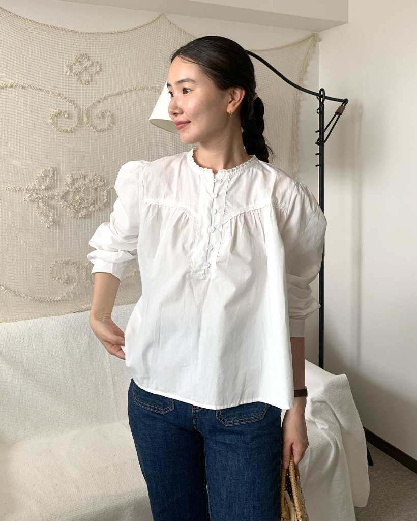 fei Anthropologie パフスリーブシルクブラウス fei Anthropologie パフスリーブシルクブラウス