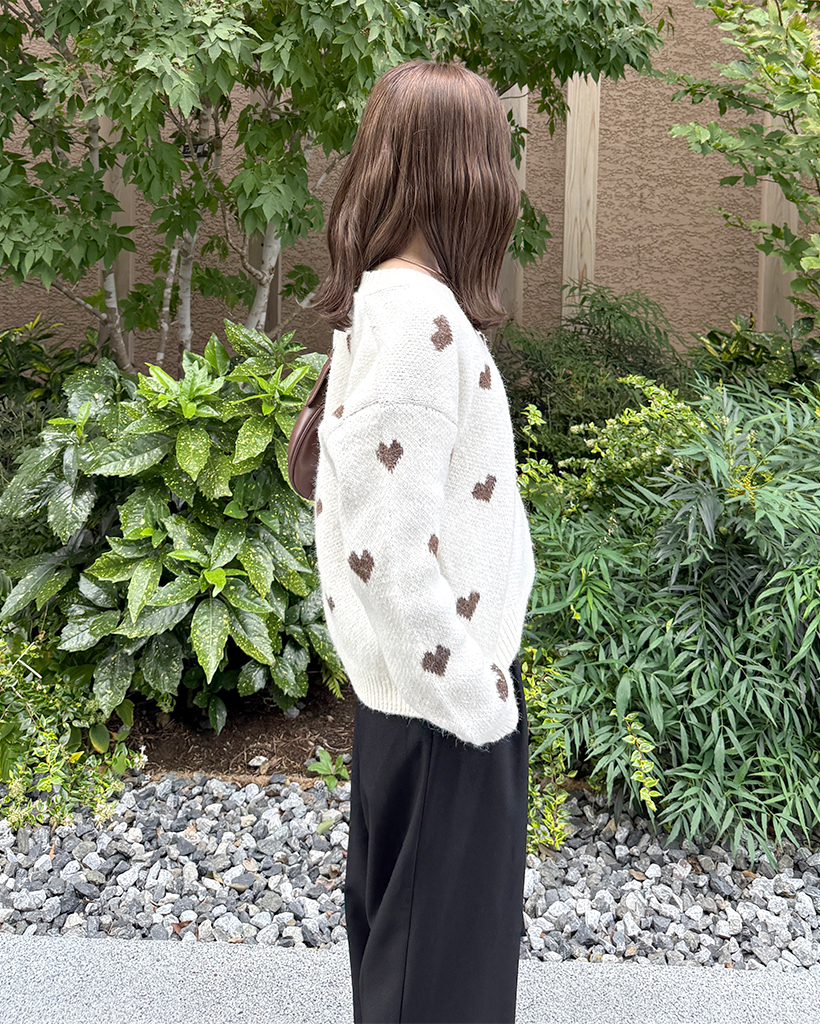 ハート柄Vネックカーディガン | ファッション通販サイト NUGU