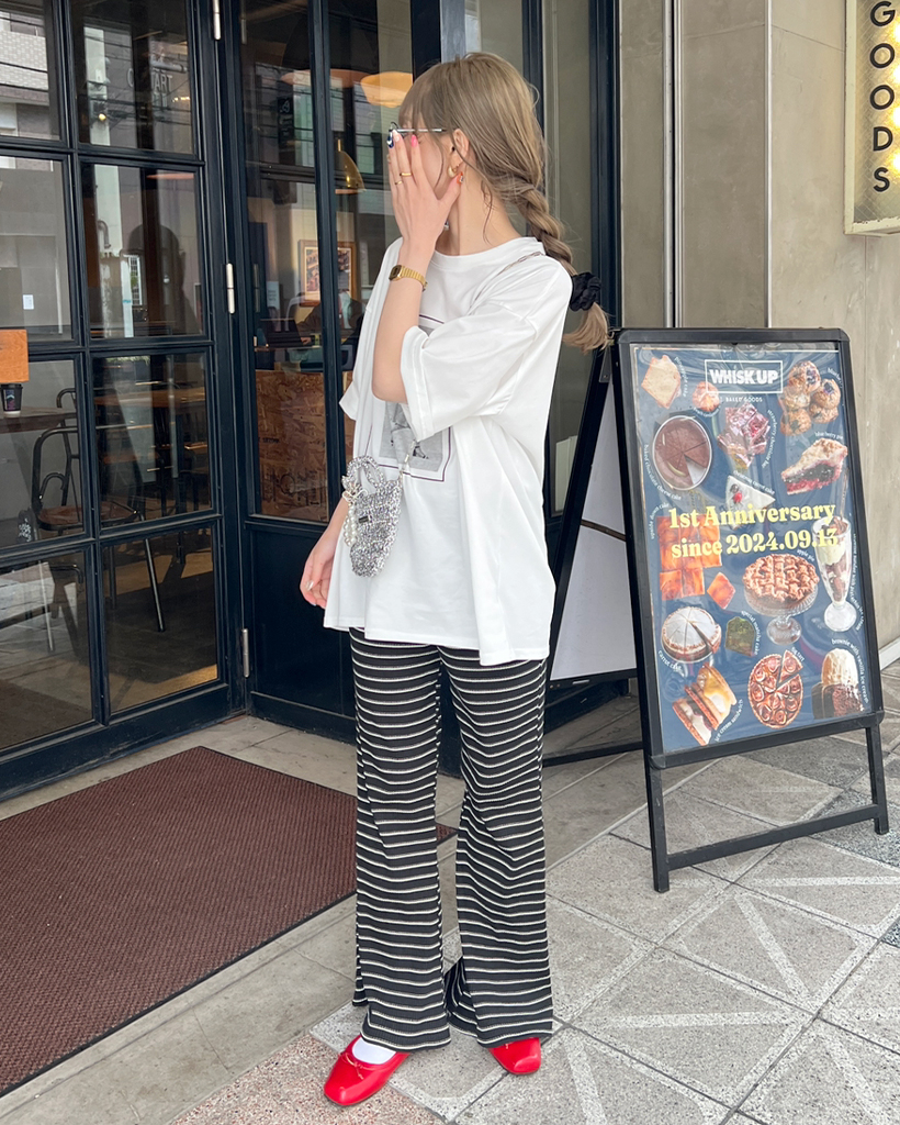 ボーダーブーツカットバンディングパンツ | ファッション通販