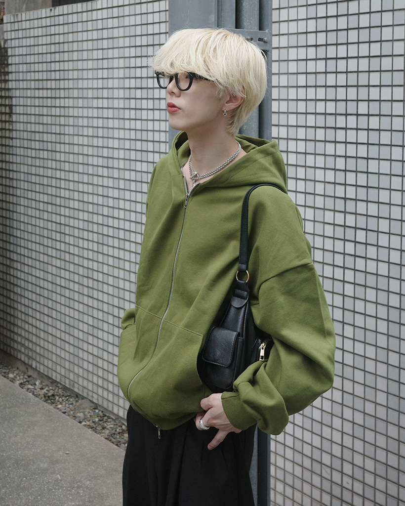 ユニセックス)カラフルオーバーサイズジップパーカー | ファッション