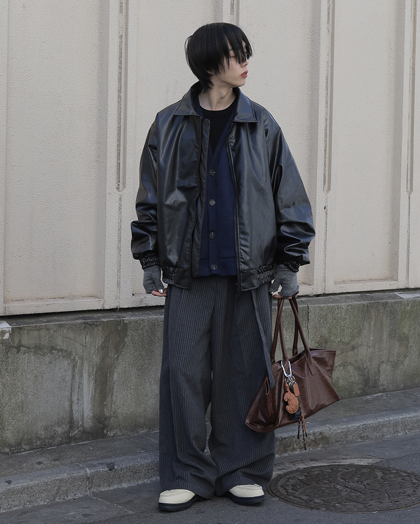 ベルト付きストライプワイドスラックス | ファッション通販サイト NUGU