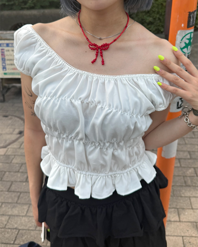 レッドリボンビーズネックレス | ファッション通販サイト NUGU