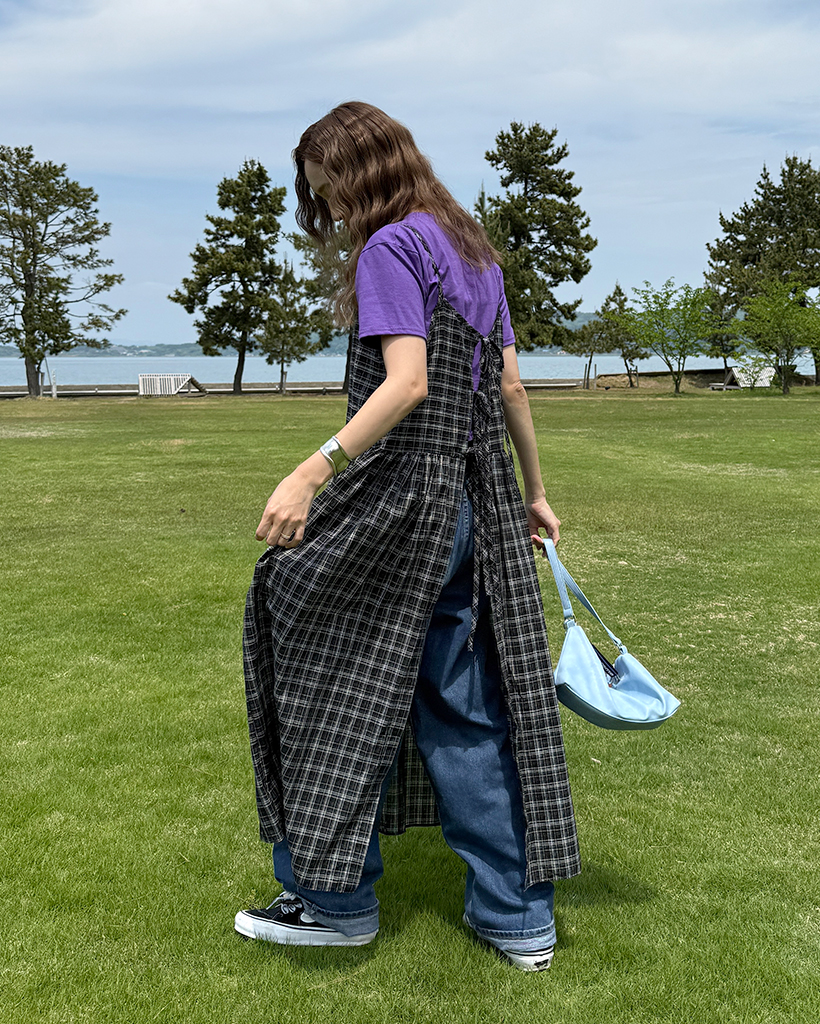 チェックロングキャミワンピース | ファッション通販サイト NUGU