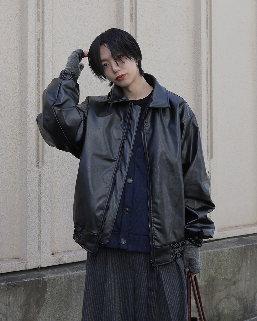 ユニセックス)オーバーサイズ2WAYレザージャケット | ファッション通販