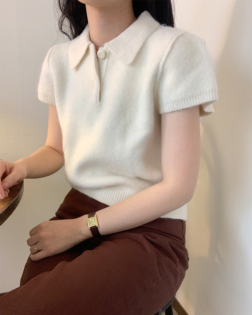 クロップドカラーショートスリーブニット | ファッション通販