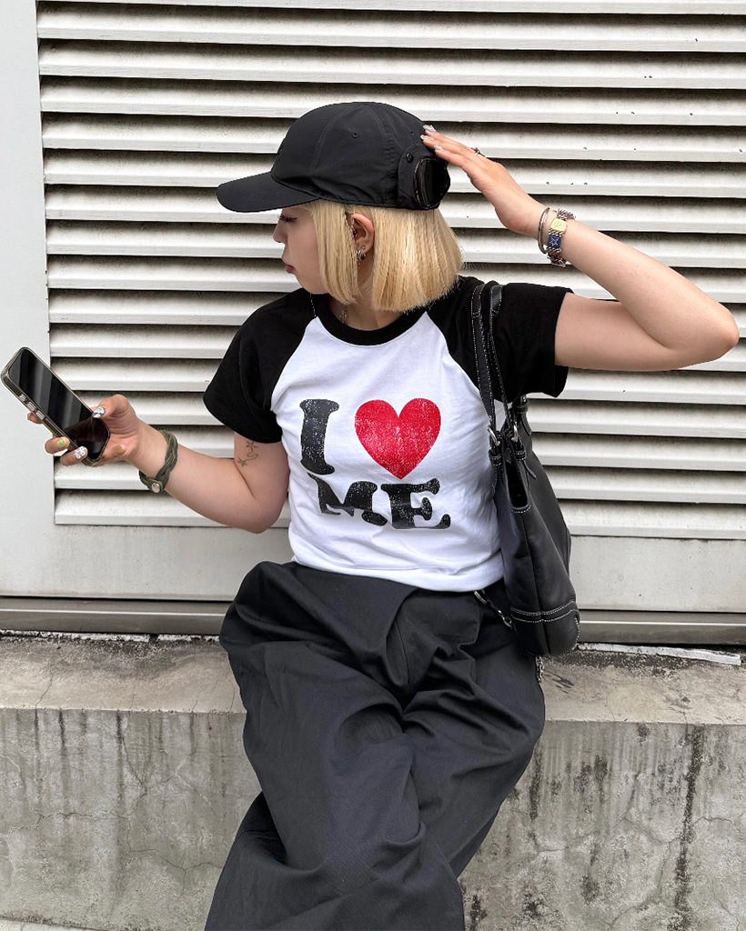 アイラブラグラン袖カラー半袖Tシャツ | ファッション通販サイト NUGU