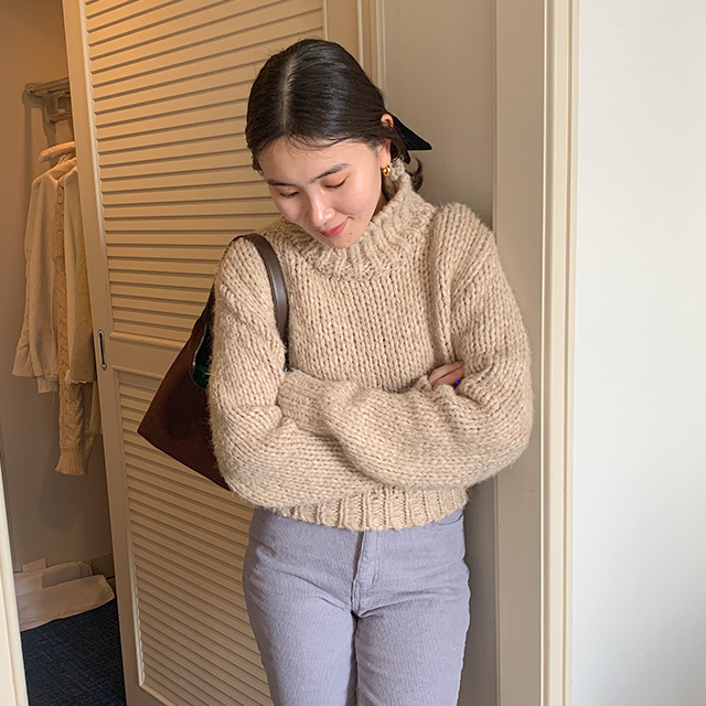 シンプルクロップドタートルネックニット | ファッション通販