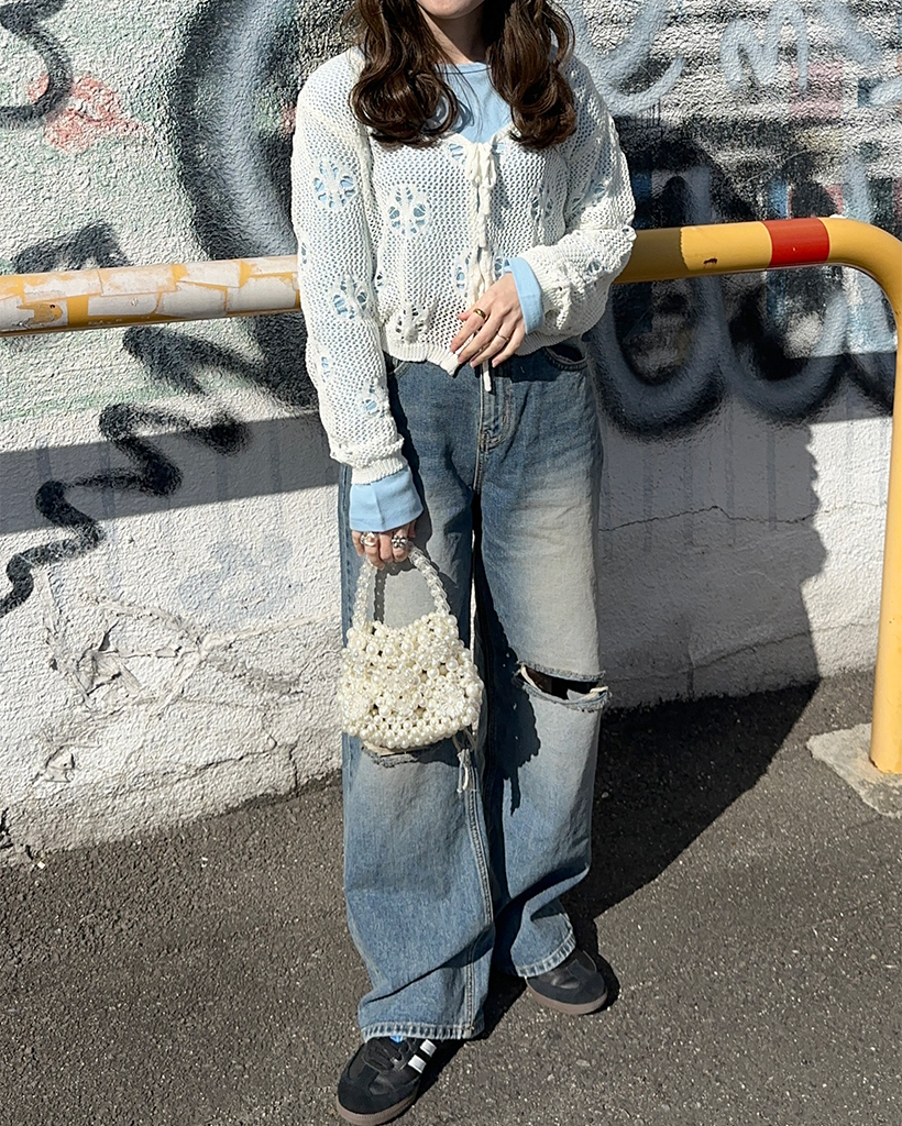 ヌーディージーンズ　ライトブルーダメージデニムパンツ　size 33/30 セール】Breezy Britt Light Depot ブリージーブリット