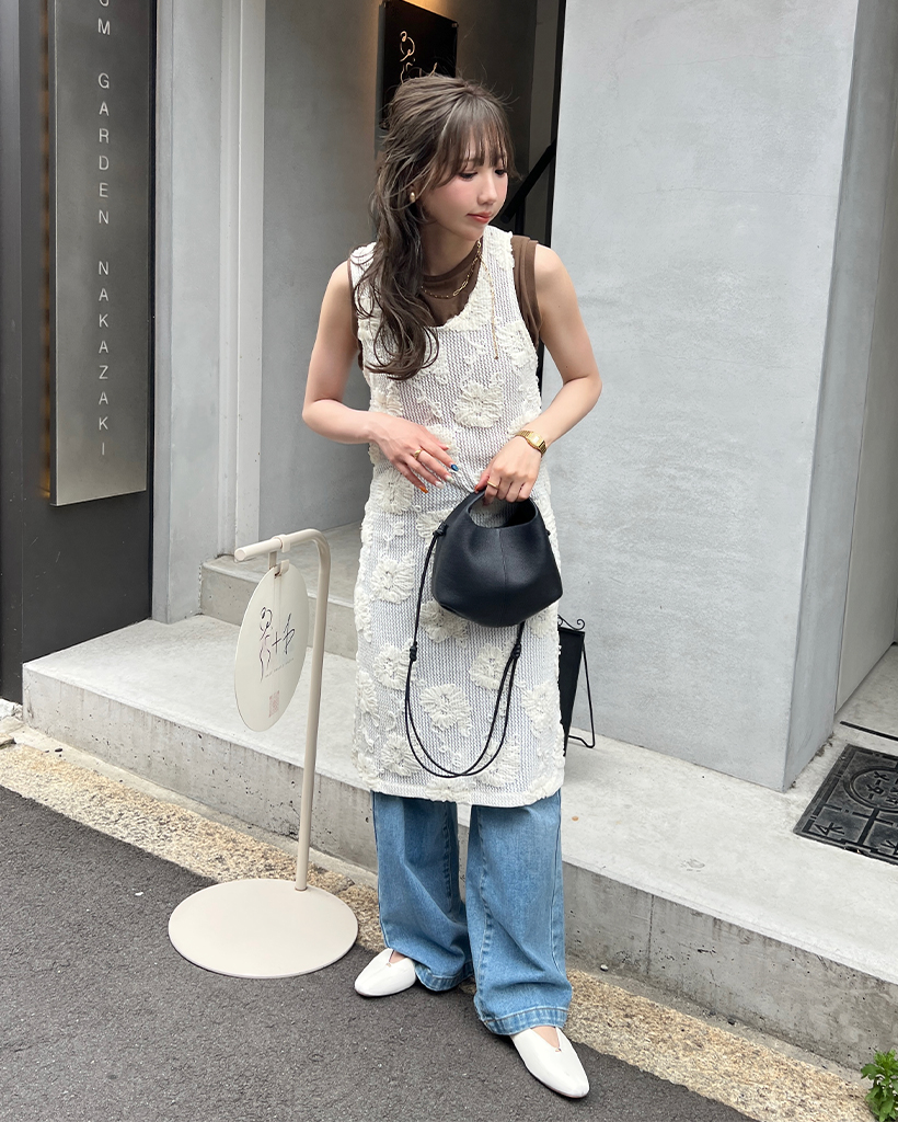 Areeam 3Dフラワーチュールキャミワンピワース(ホワイト) 3Dフラワーチュールキャミワンピース/Areeam（アリーム）の