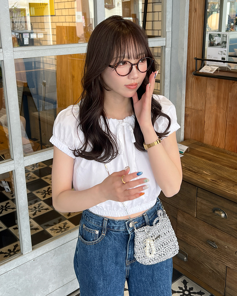 リボンストリングパフ半袖ブラウス | ファッション通販サイト NUGU