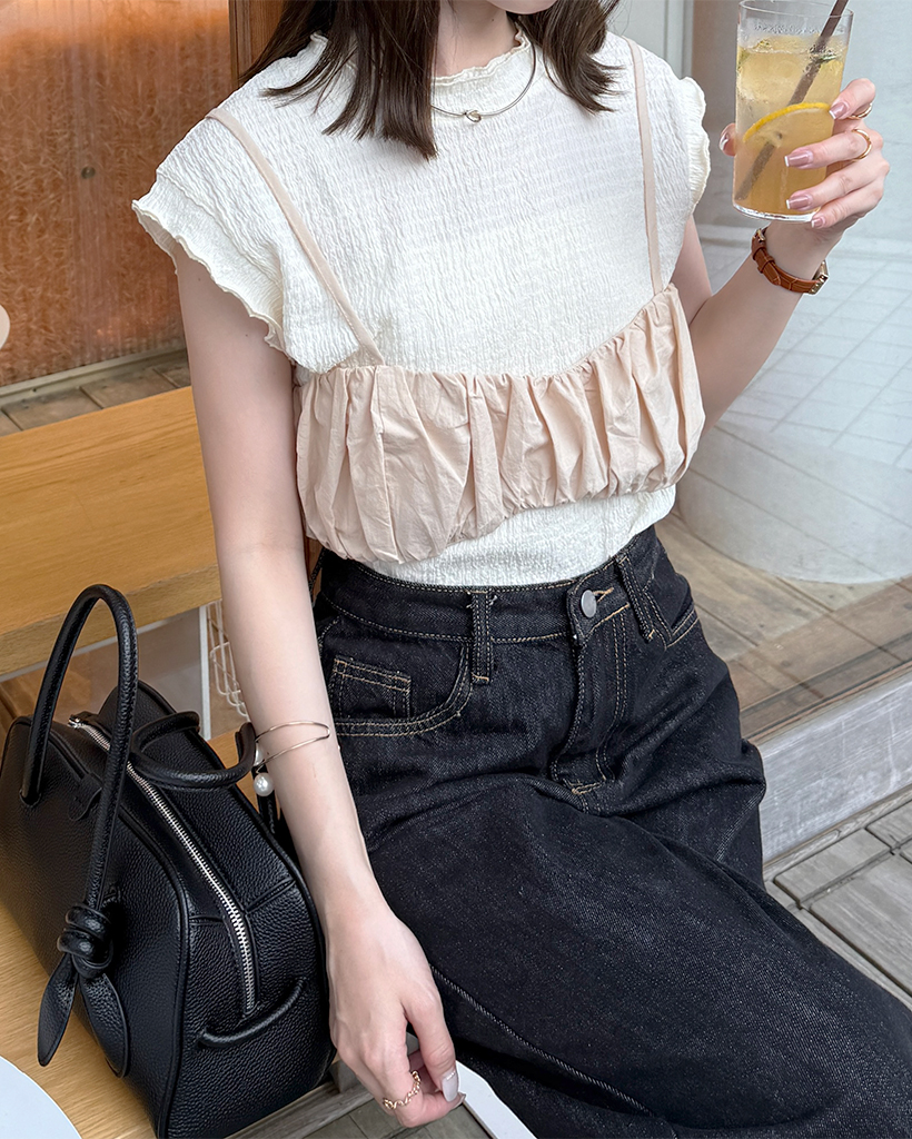 シャーリングクロップドビスチェ | ファッション通販サイト NUGU