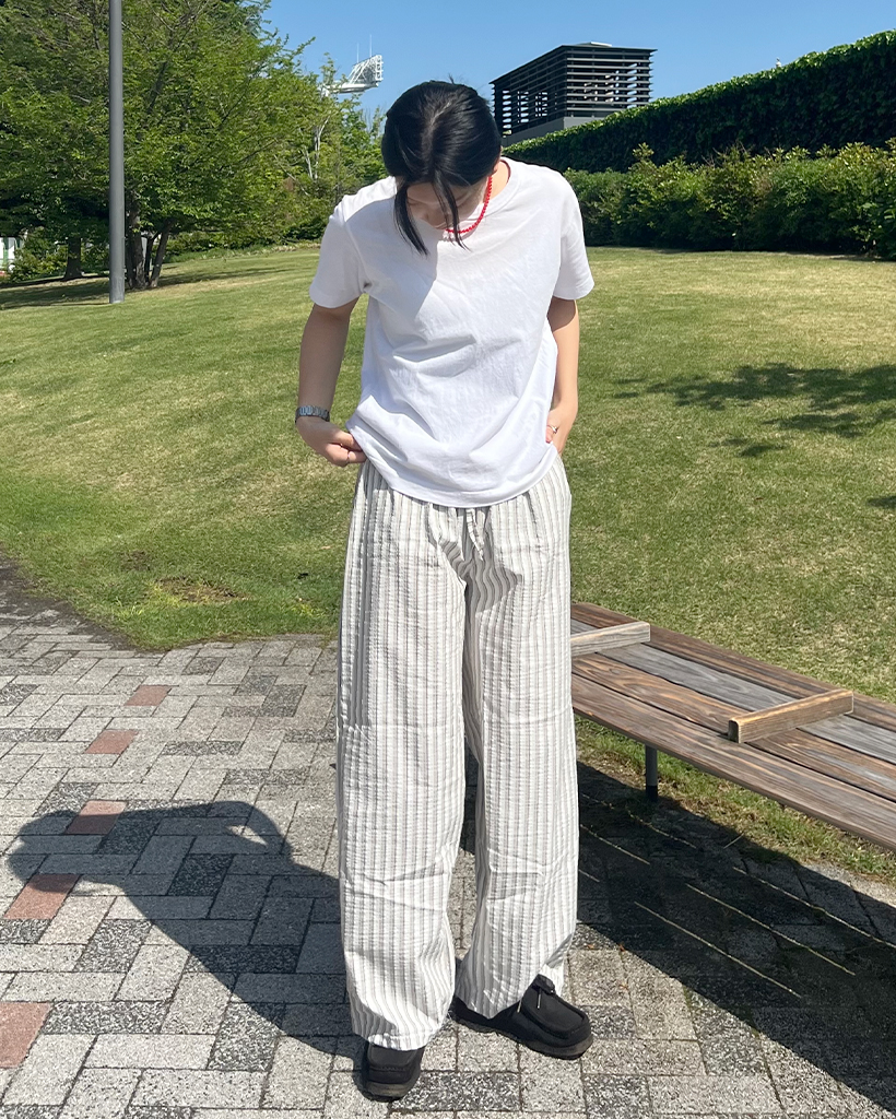 ユニセックス)ストライプワイドパンツ | ファッション通販サイト