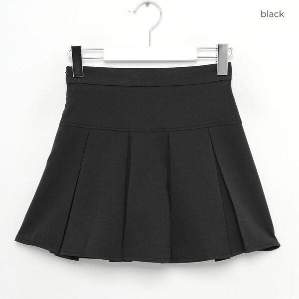 デザインプリーツミニスカート/black ミニスカート プリーツスカート ベルト付き[品番：DCTW0003234