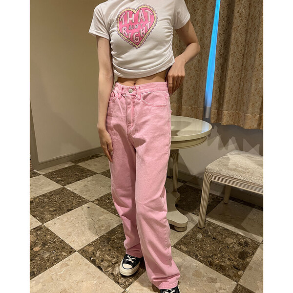 UNKNOWN ピンク ストレートデニム UNKNOWN LONDON（アンノウン・ロンドン）の「【UNKNOWN LONDON
