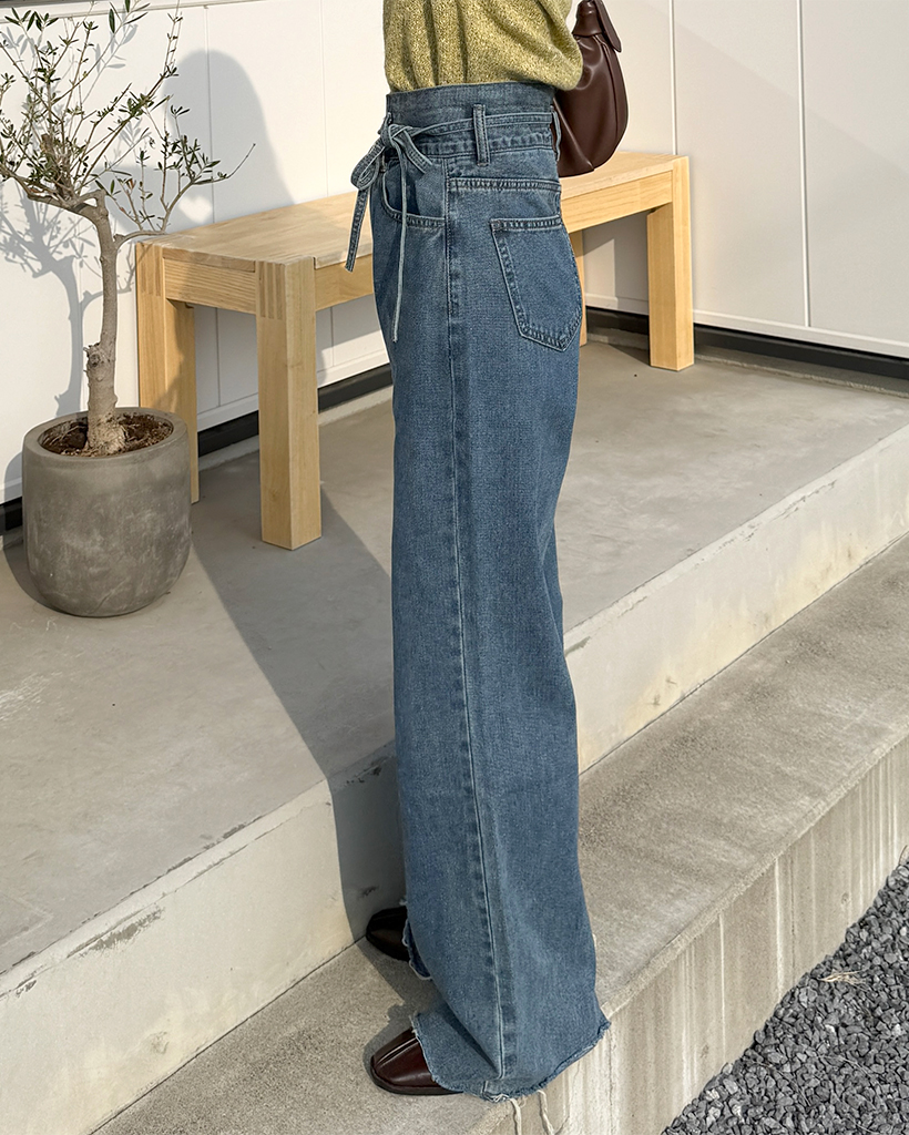 ストラップハイウエストデニムパンツ | ファッション通販サイト NUGU