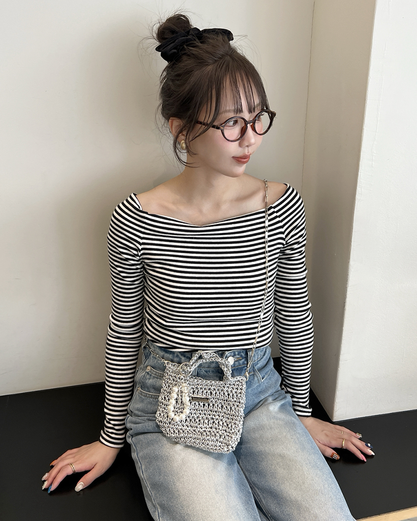 ボーダーオフショルTシャツ | ファッション通販サイト NUGU