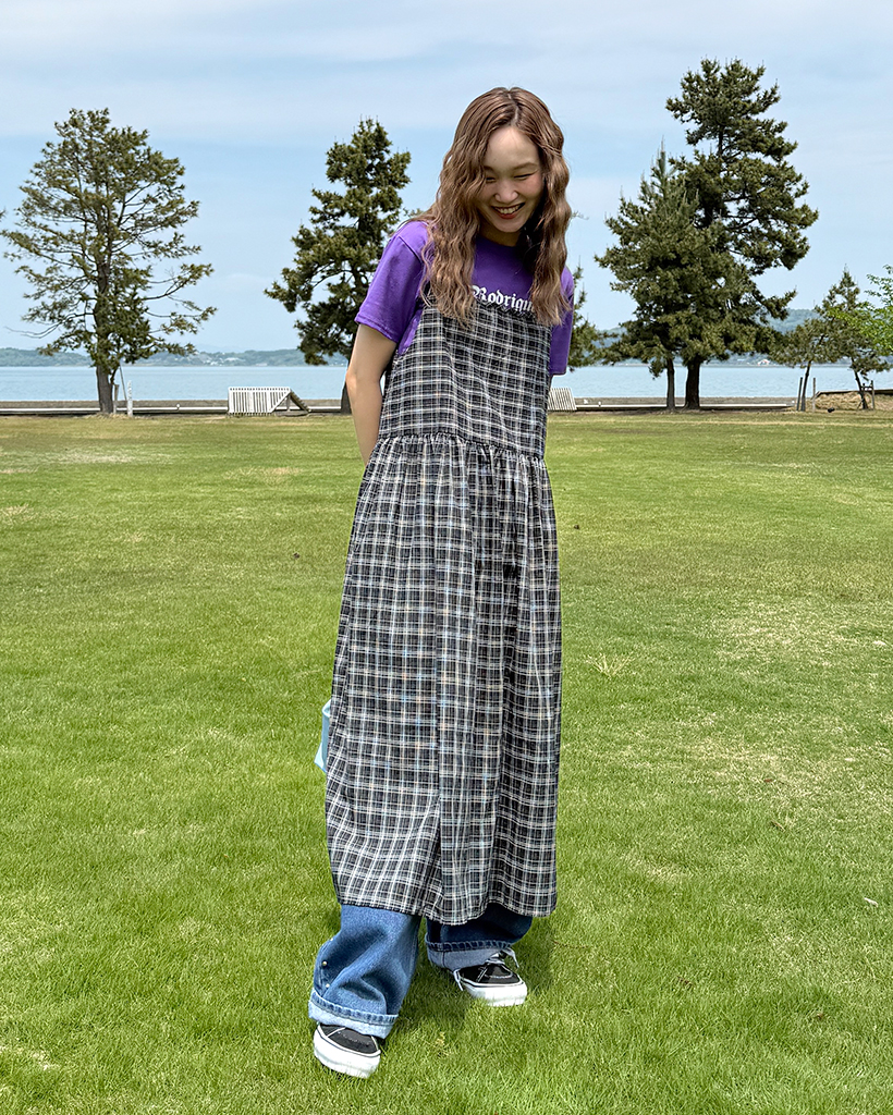 チェックロングキャミワンピース | ファッション通販サイト NUGU