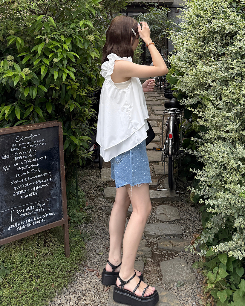 パンツ Naomi ドットデニムショートパンツ | ファッション通販サイト NUGU
