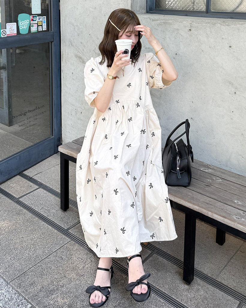 SOU・SOU モノクロパターン ロングワンピース SOU・SOU モノクロパターン ロングワンピース