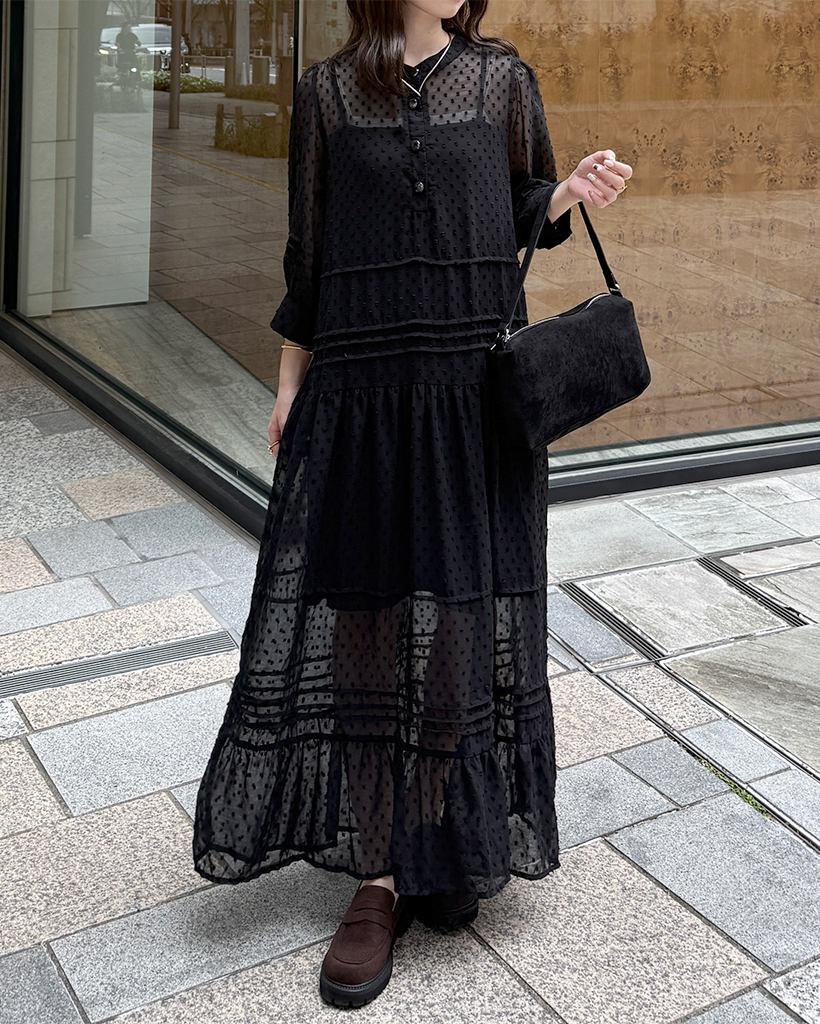 WILLFULLY シースルードット ベージュ ワンピース WILLFULLY シースルードット ベージュ ワンピース