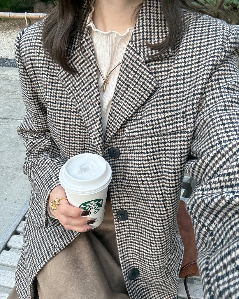 ハウンドトゥースチェックジャケット | ファッション通販サイト NUGU