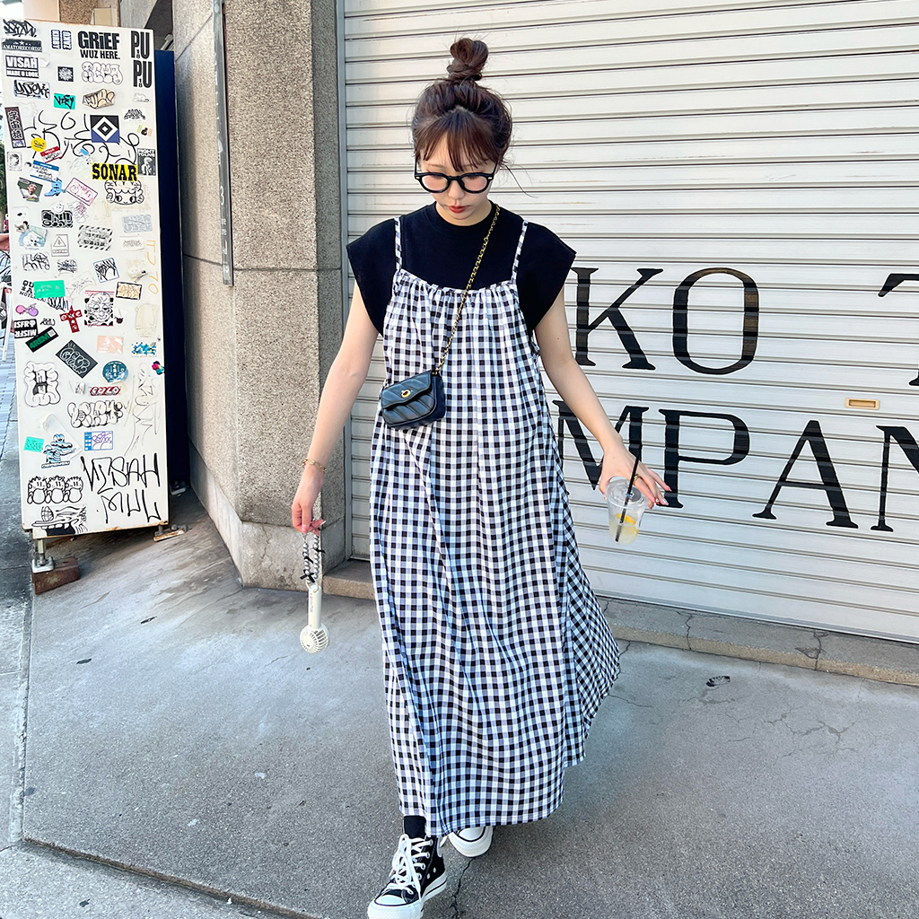 ギンガムチェックキャミソールワンピース | ファッション通販サイト NUGU