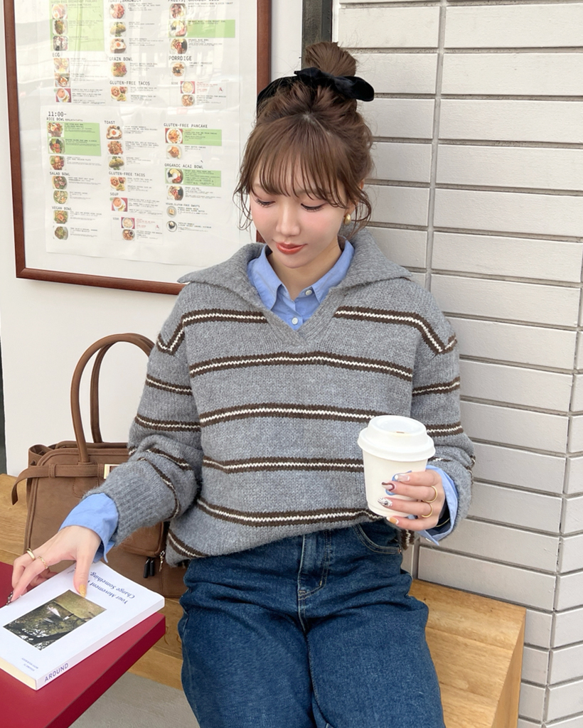 カラーボーダーニット | ファッション通販サイト NUGU