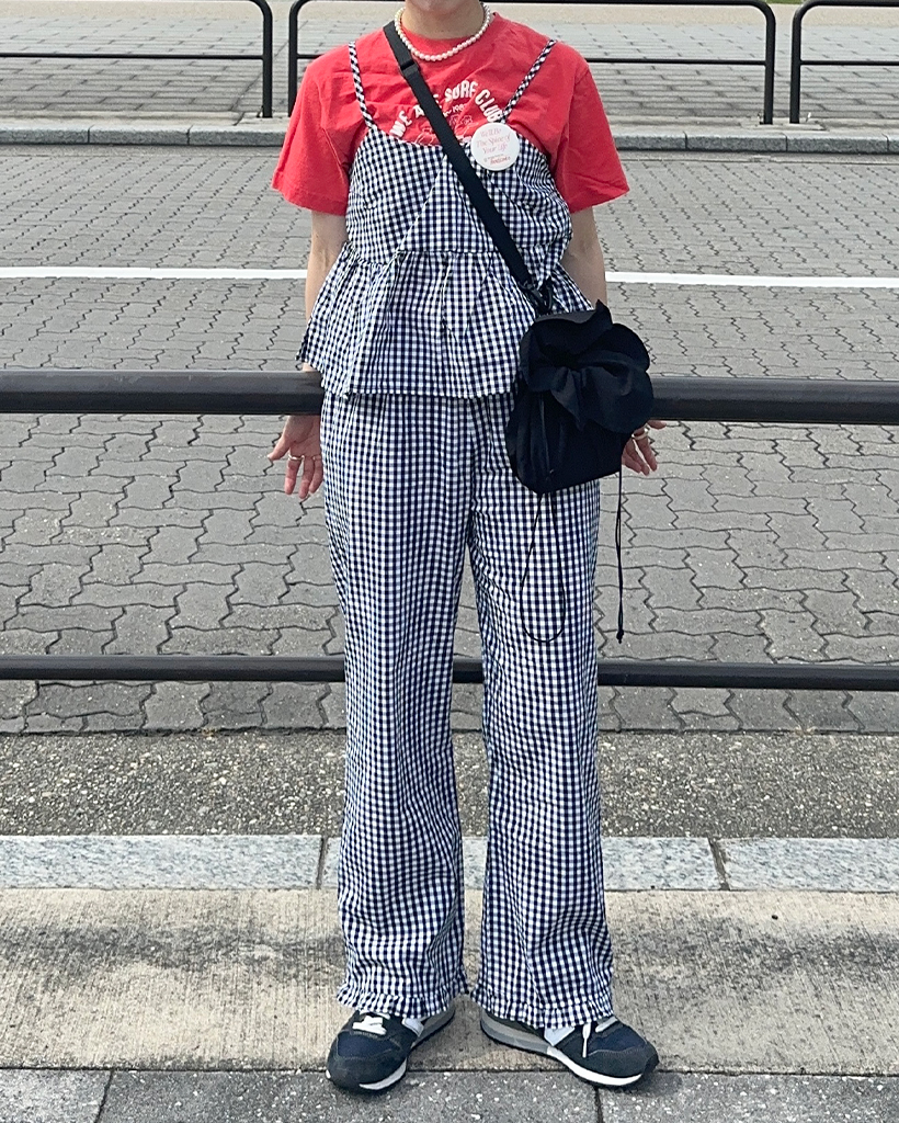 nagonstans ギンガムチェックストレートパンツS ギンガムチェック ストレートパンツ