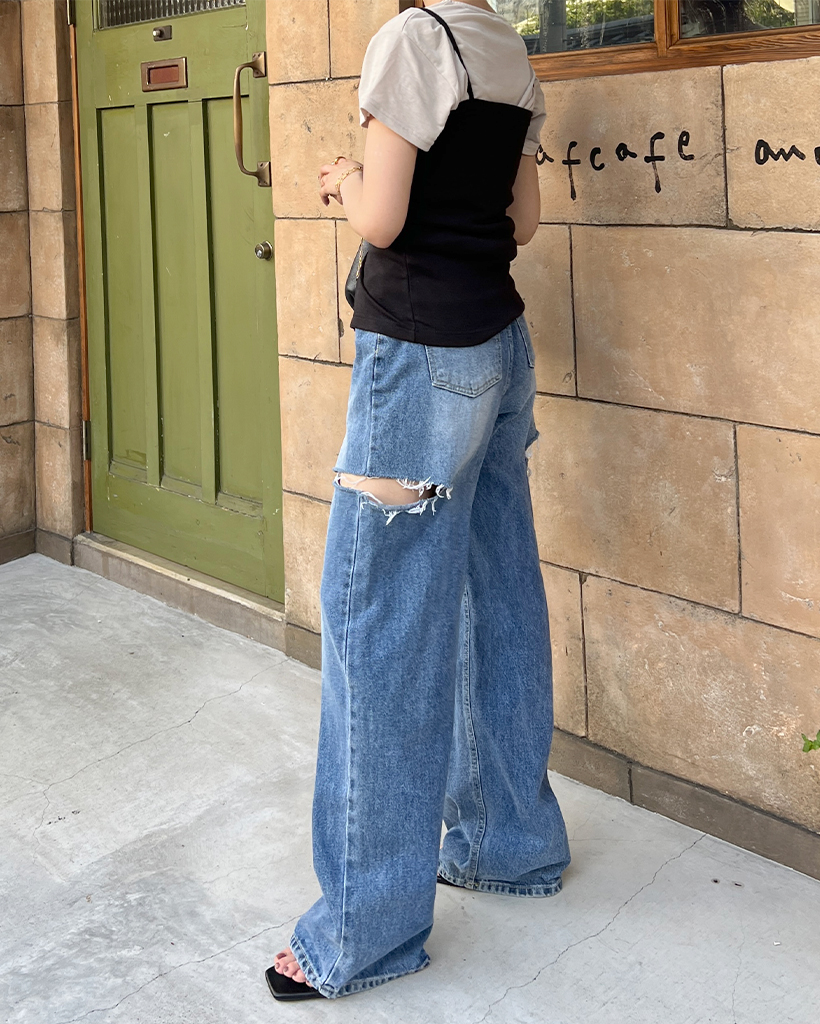 ウォッシュサイドスリットデニムパンツ | ファッション通販サイト NUGU