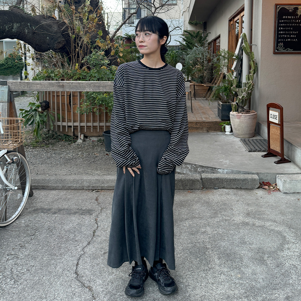 Drawer コットンフリンジプリーツスカート　ブラック Drawer コットンフリンジプリーツスカート ブラック