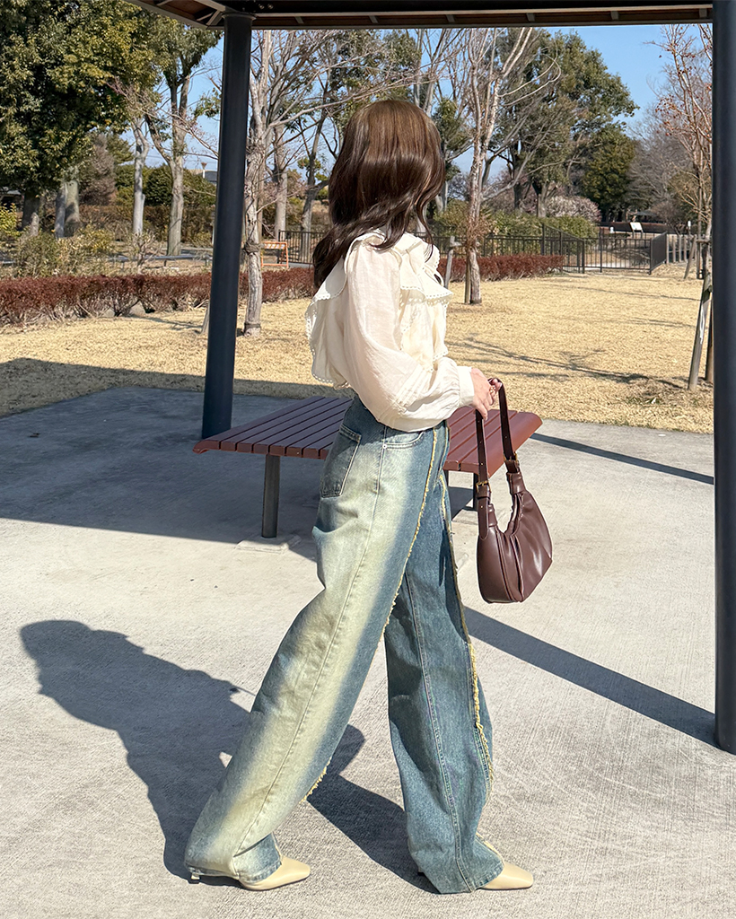 フリンジディテールデニムパンツ | ファッション通販サイト NUGU