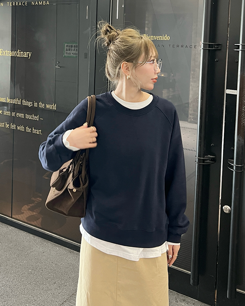 ステッチラグランスリーブスウェットシャツ | ファッション通販