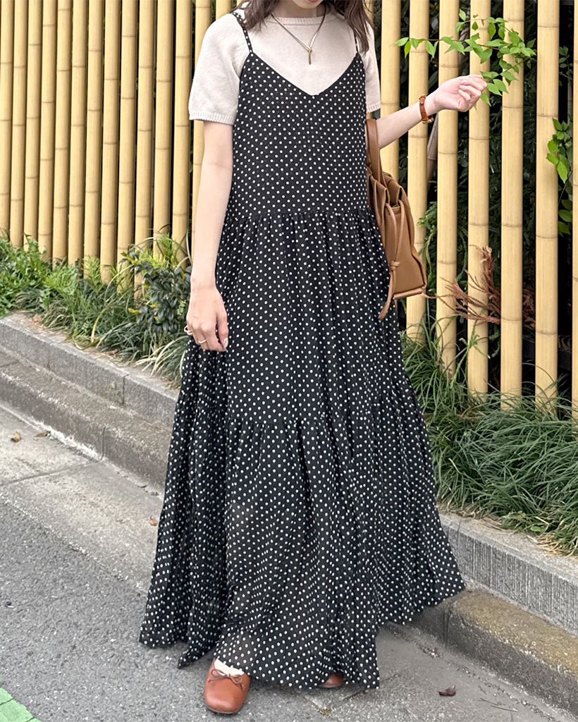 ドット柄 ロングワンピース イベントセール】 大きいサイズ レディース ドット柄