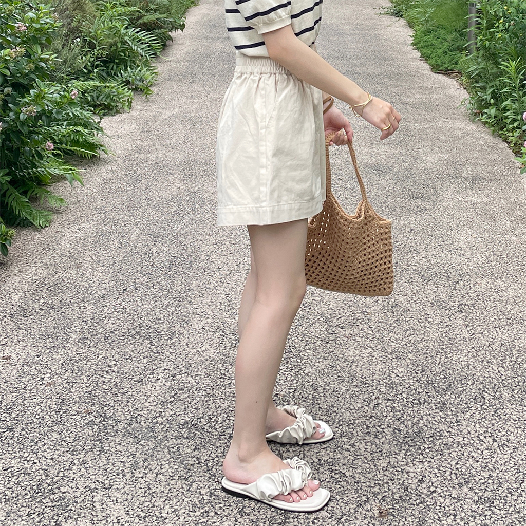 Kijun ベージュ ショートパンツ 140-150]ワンタックショートパンツ(その他のパンツ) | a.v.v