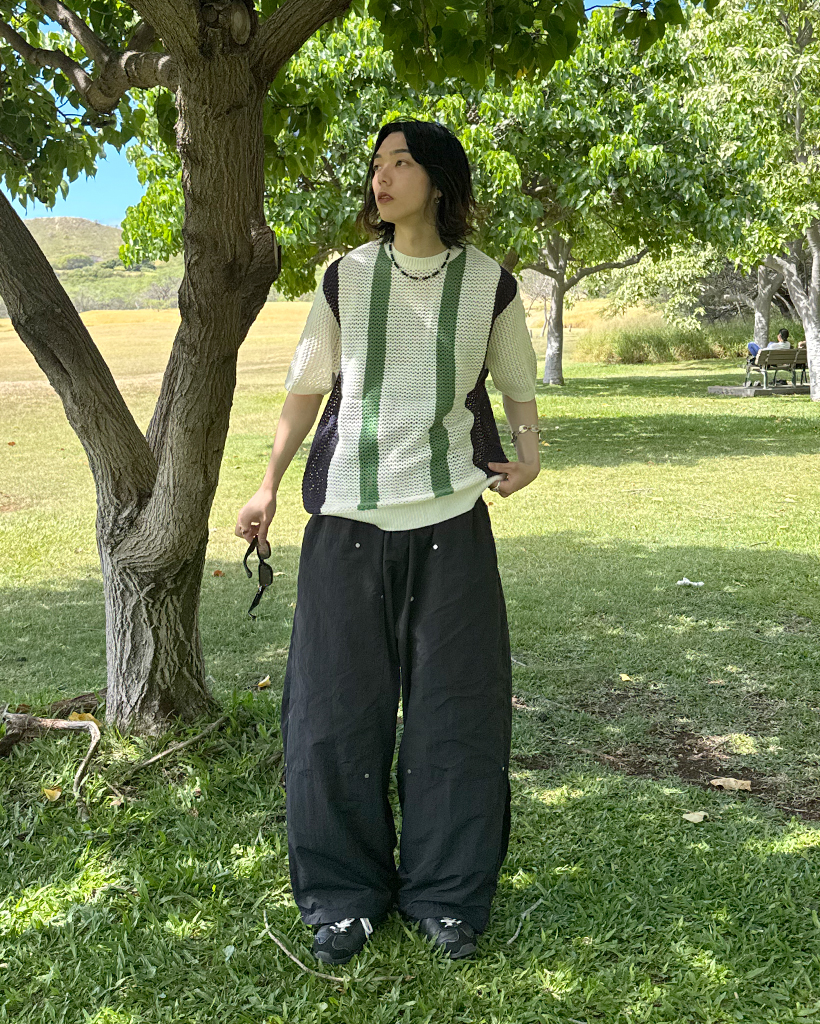 STRIPES FOR CREATIVE ナイロンパンツ XL ネイビー Wide Tapered Easy Pants (Nylon) - S.F.C (Stripes For