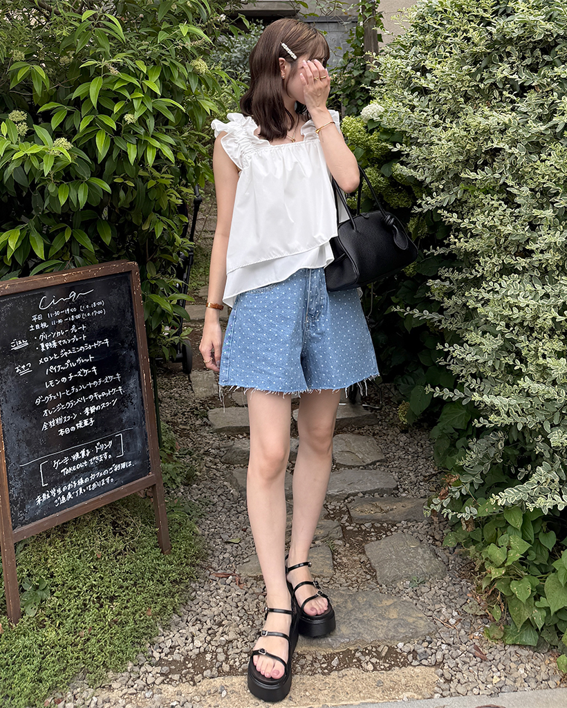 ドットデニムショートパンツ | ファッション通販サイト NUGU