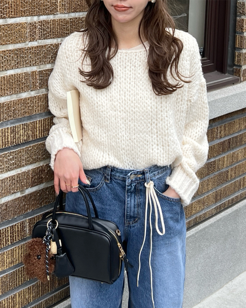 ルーズラウンドネックニット | ファッション通販サイト NUGU