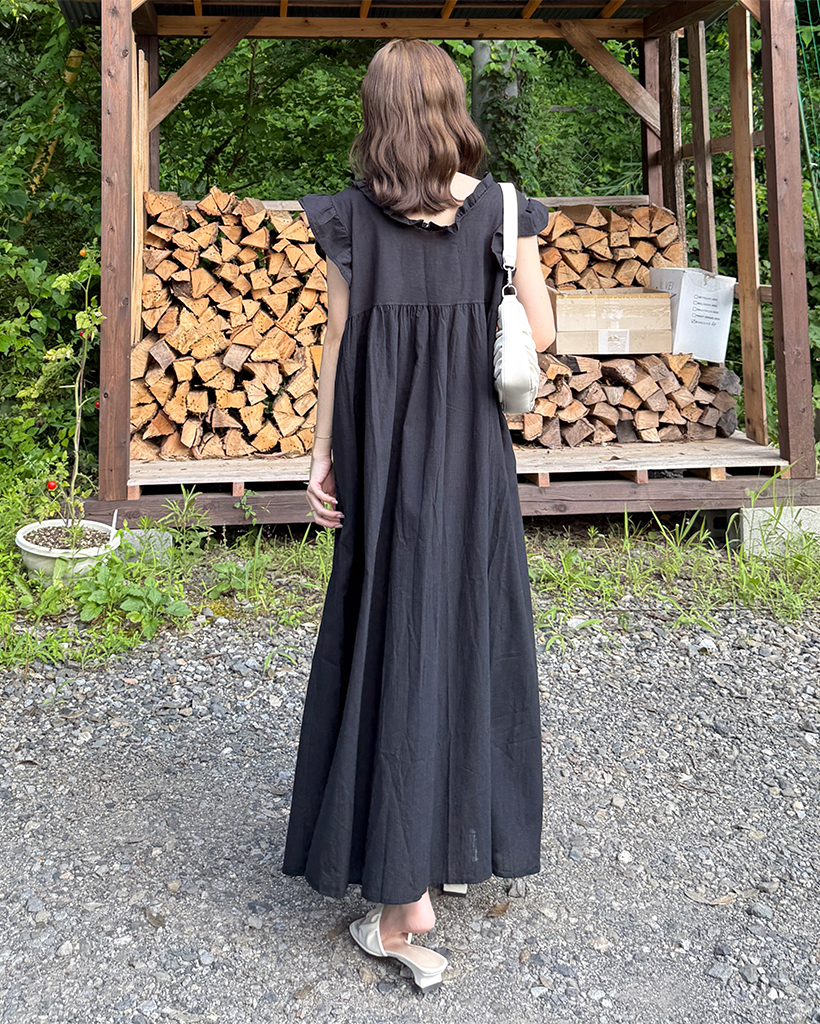 M's Gracy フリルネック 半袖ロングワンピース グリーン M'S GRACY 2024 Early Autumn Collection | msgracy