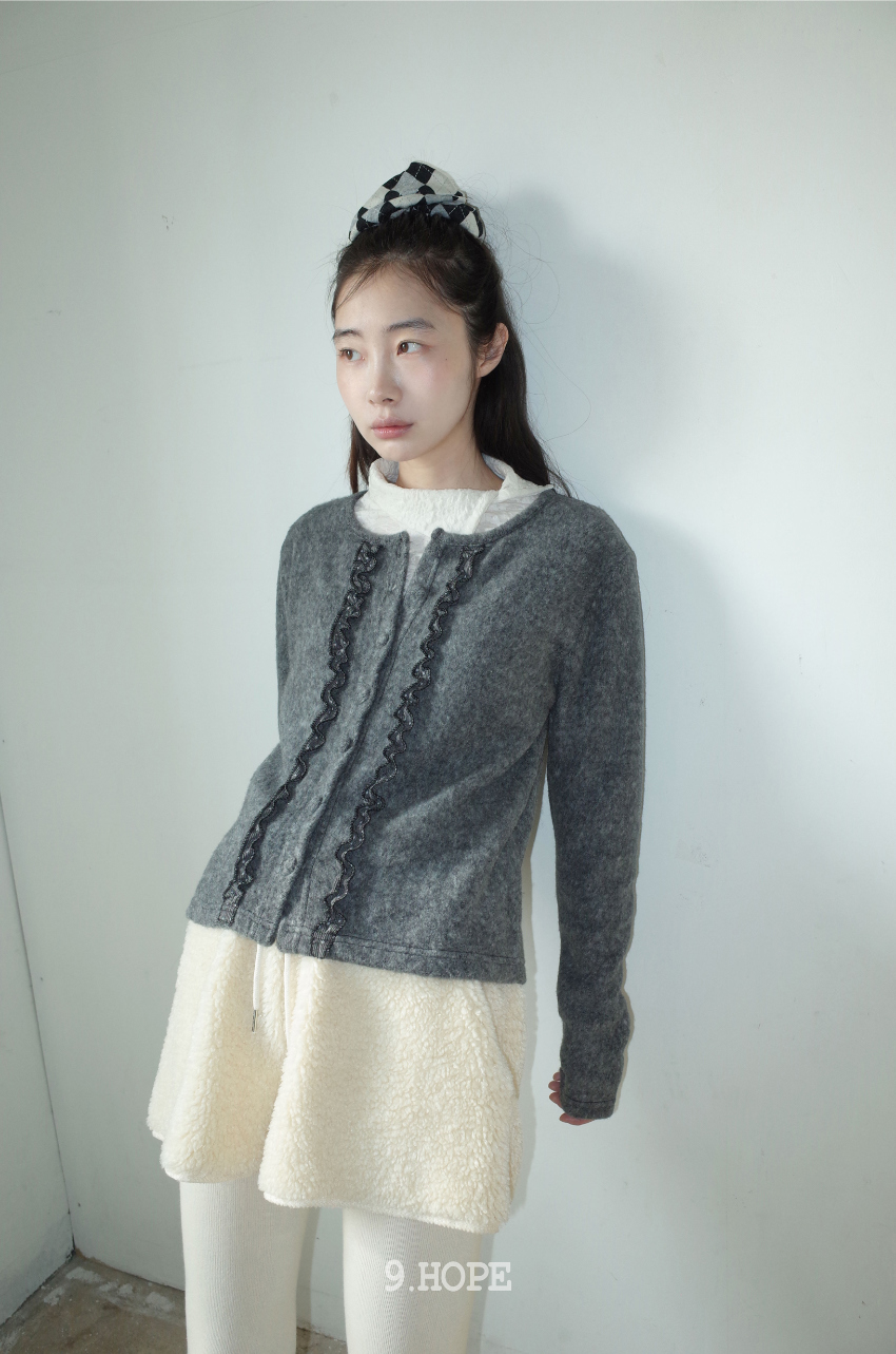[9.hope] グレーヘアリーカーディガン