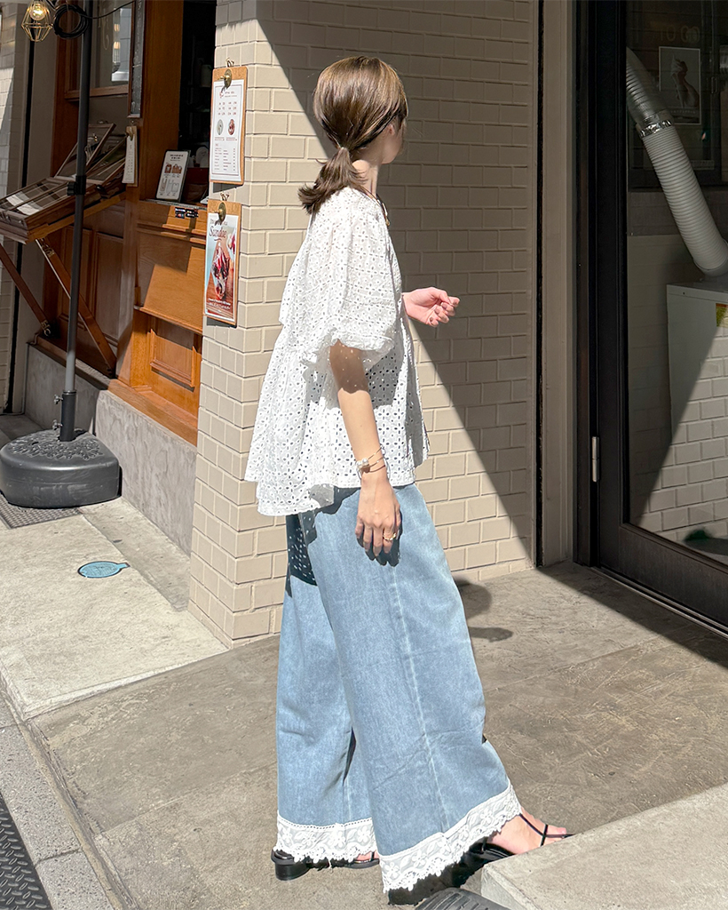 KIJUNワイドレッグデニムパンツAW23 一部店舗限定】23区DENIM ストレッチ ワイドパンツ / 23区 L