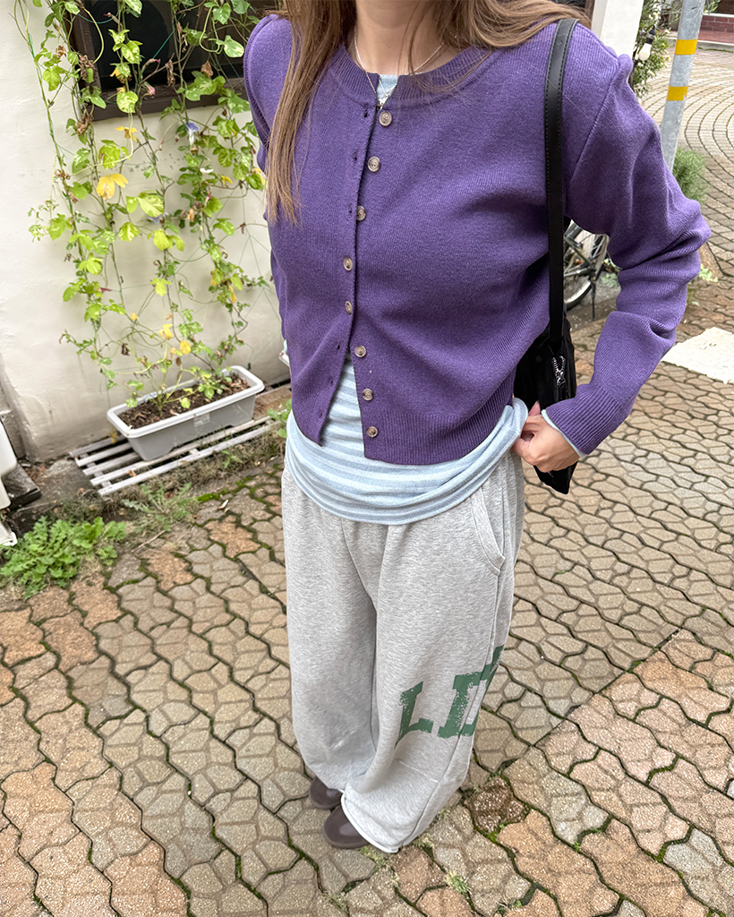 シンプルラウンドネックカーディガン | ファッション通販サイト NUGU